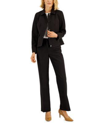 Le Suit Heathered Five-Button Jacket & Kate Pants, Regular and Petite Sizes Product Image