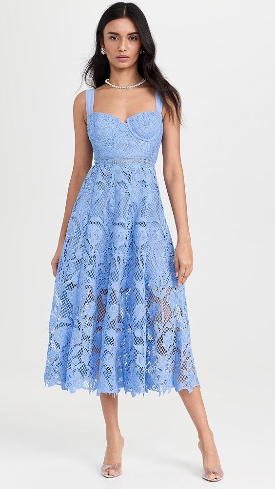 Self Portrait Blue Lace Midi Dress | Shopbop Product Image