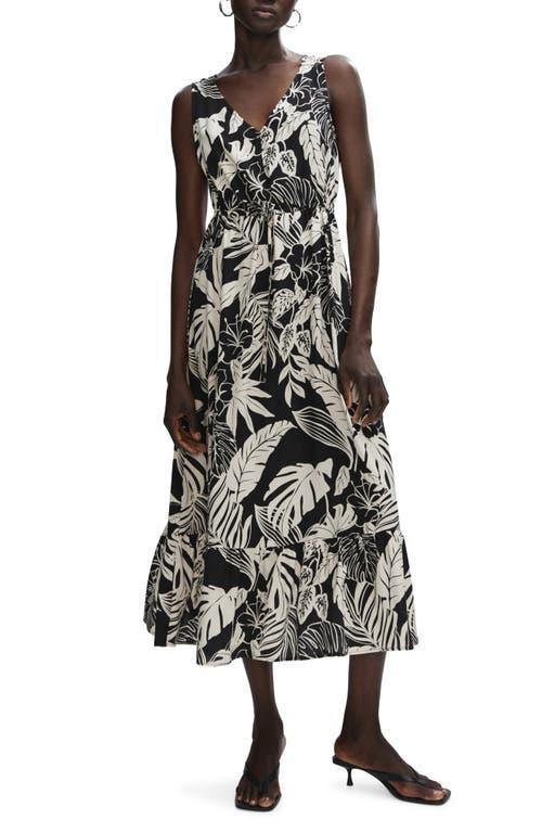 MANGO Floral Drawstring Waist Midi Dress Product Image