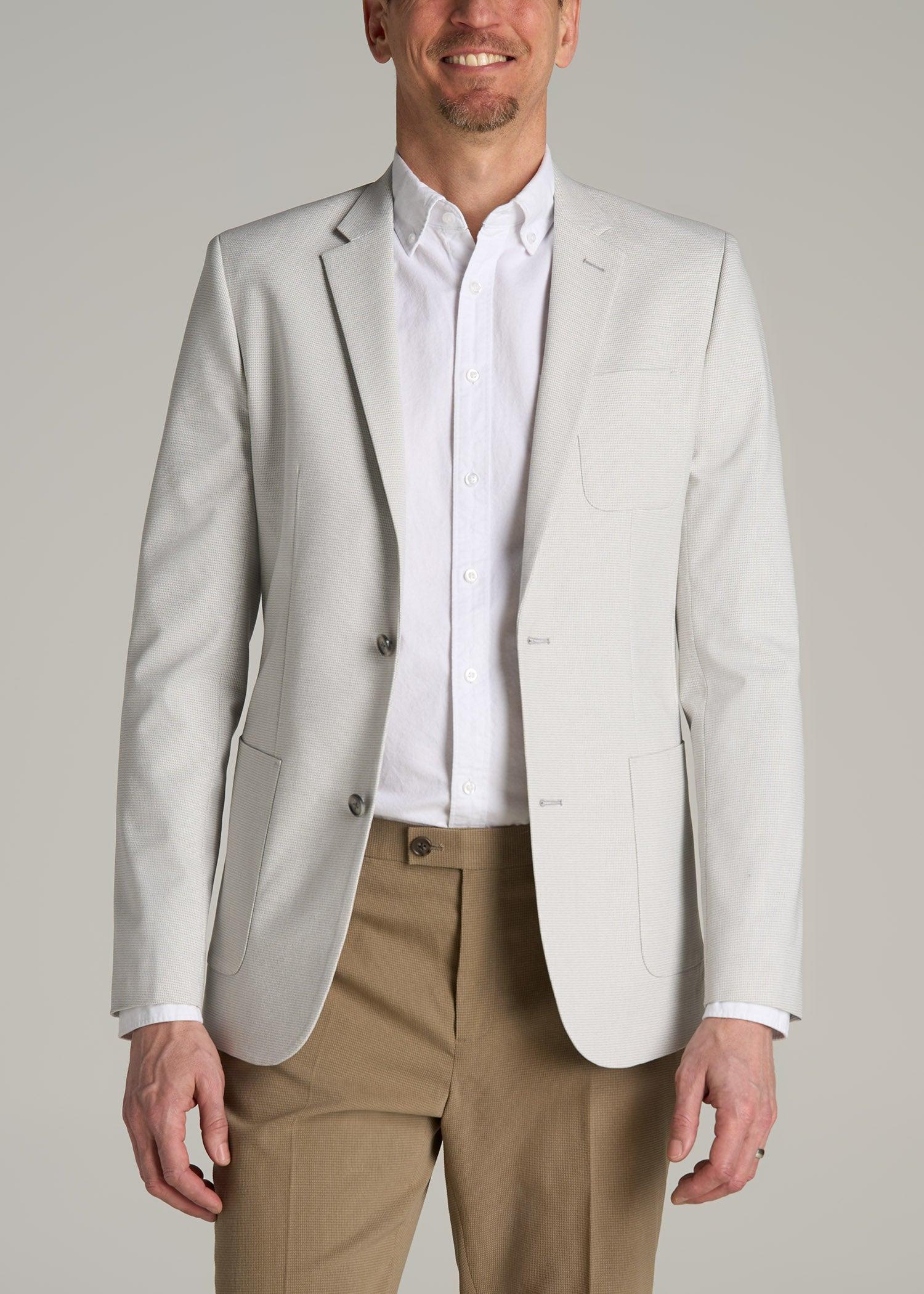 Men's Tall Blazer in Light Grey Houndstooth Product Image