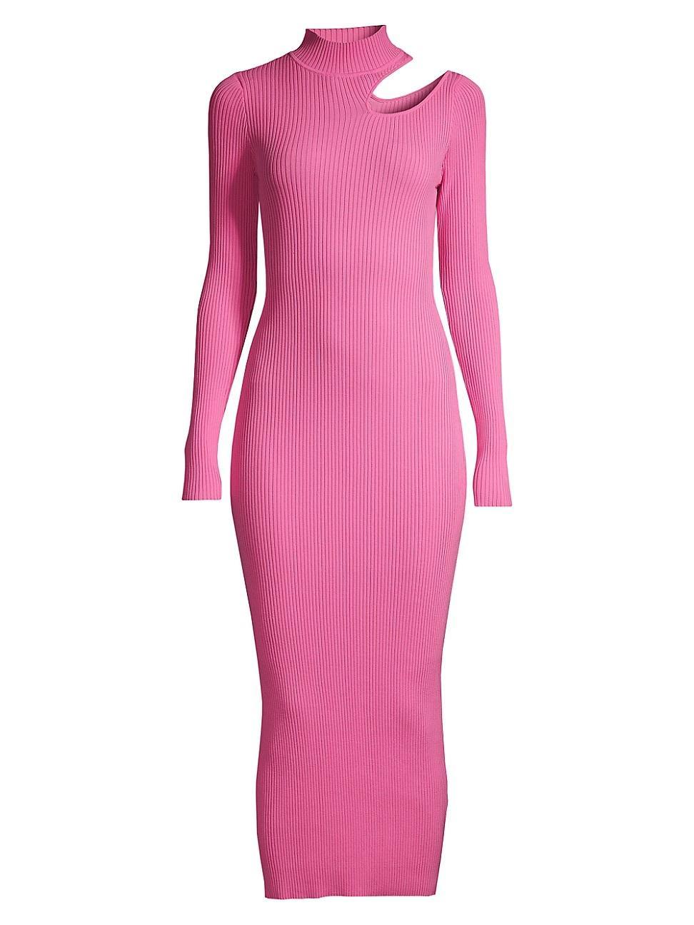 Bardot Ainsley Cutout Long Sleeve Turtleneck Rib Sweater Dress Product Image