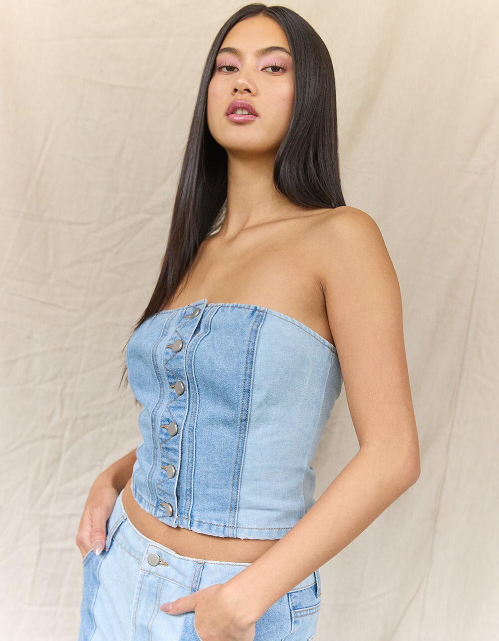 WEST OF MELROSE Womens Denim Tube Top Product Image