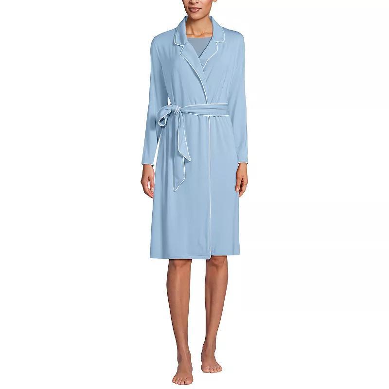 Womens Lands End Tie Front Cooling Robe Pale Grey Blue Product Image