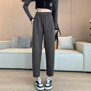 High Waist Plain Cropped Tapered Pants (Various Designs) Product Image