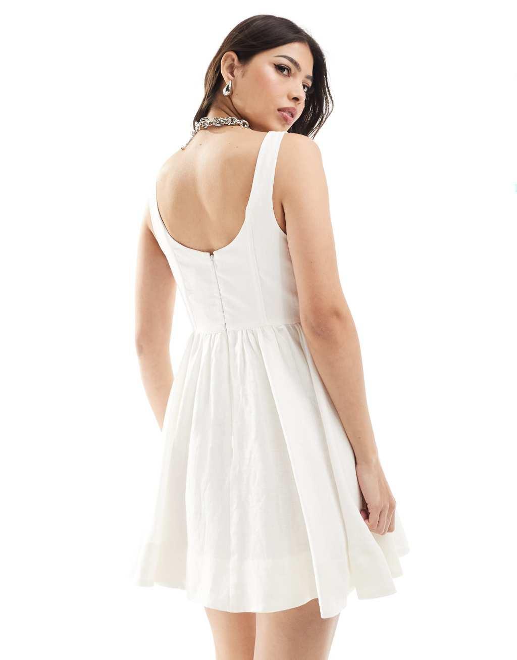 Ever New corset style mini dress in white Product Image