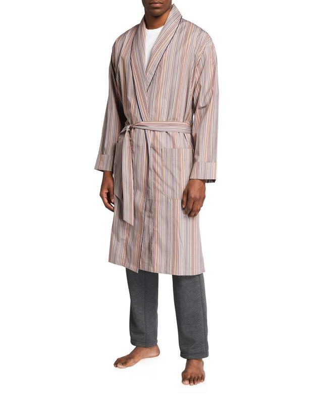 Mens Multi-Stripe Cotton Robe Product Image