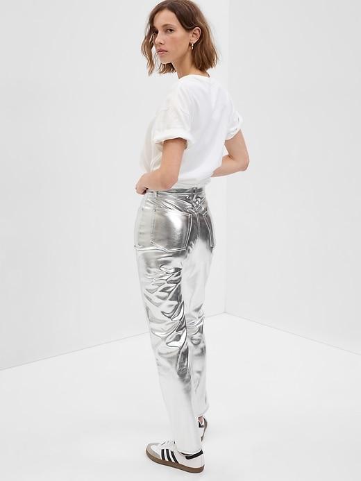 High Rise Vegan Leather Cheeky Straight Pants Product Image