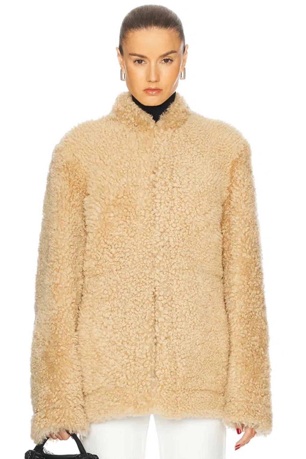 TOTÊME Cinched Shearling Jacket In Yellow Product Image