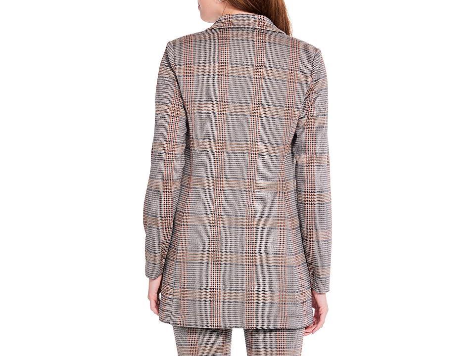 NIC+ZOE Sketched Plaid Knit Blazer (Neutral ) Women's Clothing Product Image