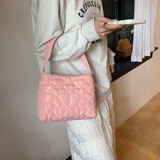 Plain Heart Quilted Shoulder Bag Product Image