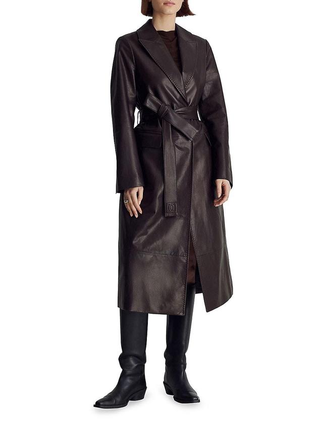 Womens Ophelia Leather Trench Coat Product Image