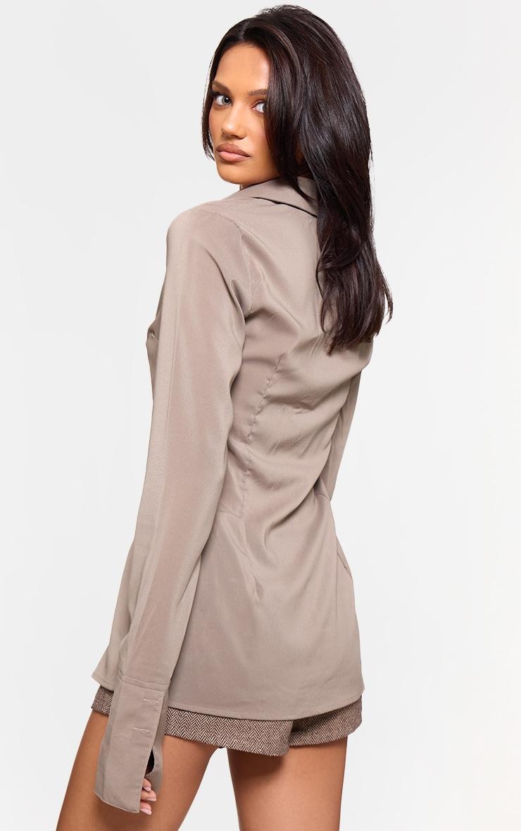 Brown Chiffon Fitted Shirt Product Image