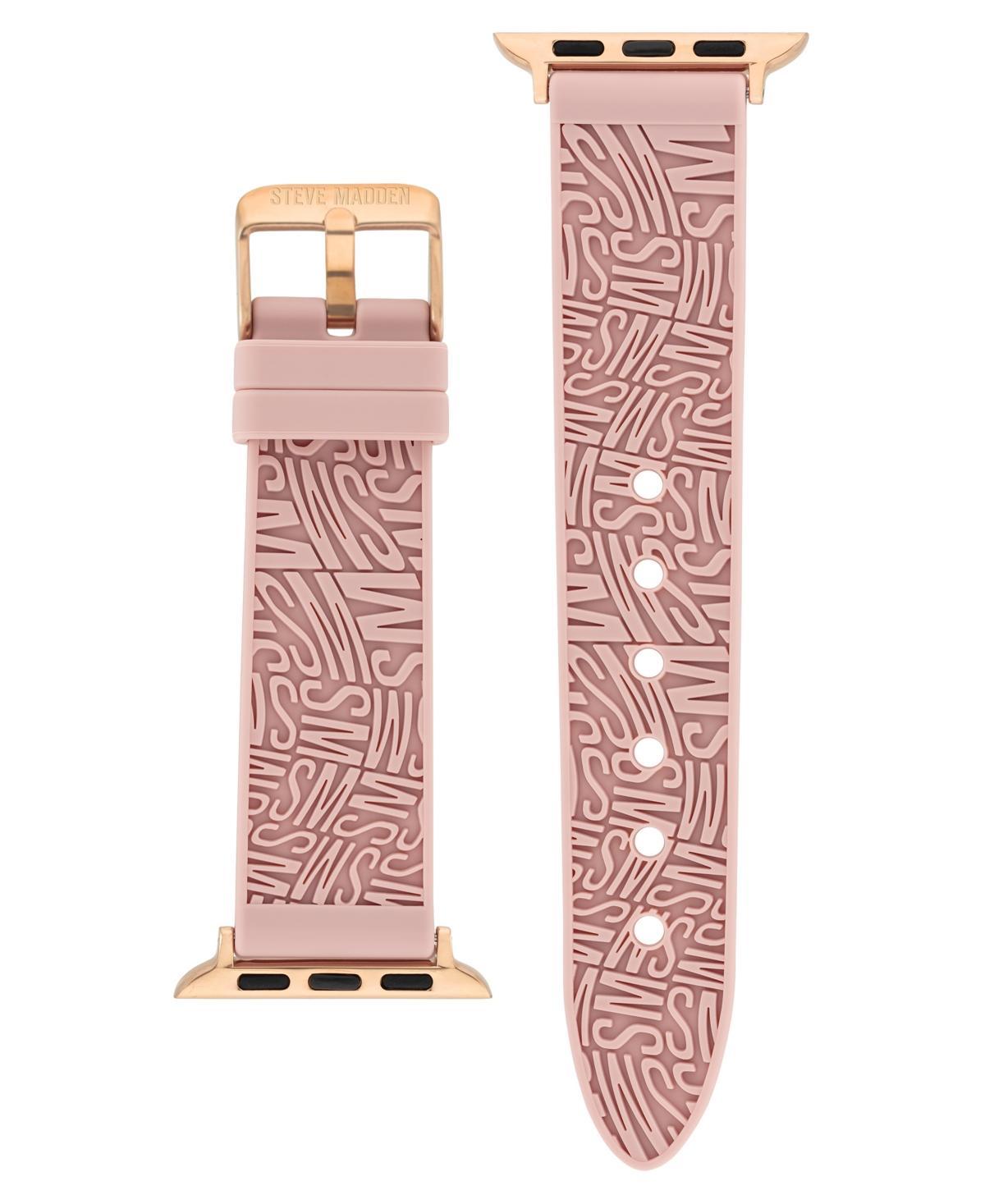 Steve Madden Womens Light Pink Silicone Debossed Swirl Logo Band Compatible with 38/40/41mm Apple Watch - Light Pink Product Image