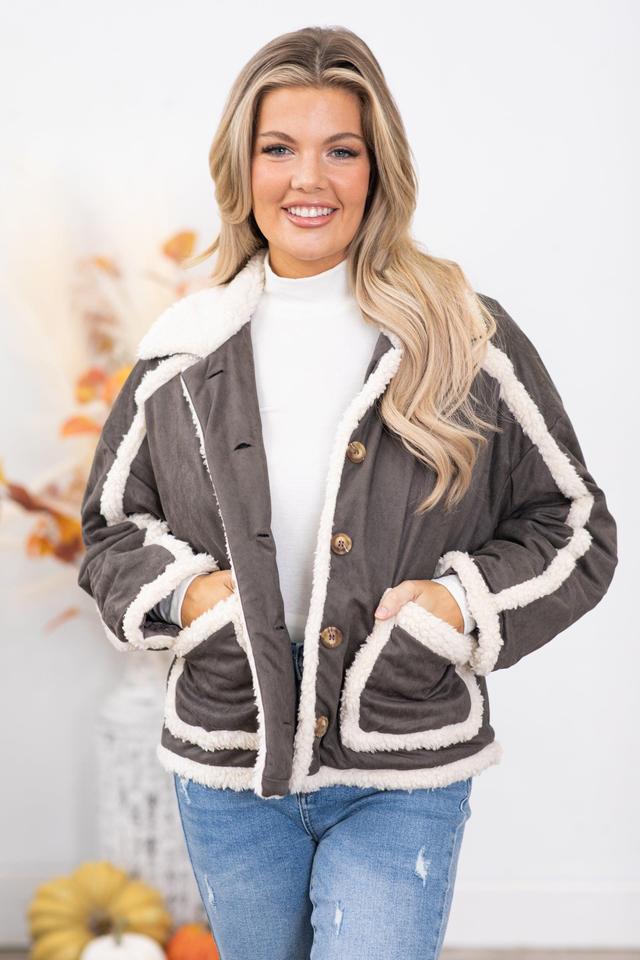 Steel and Ivory Sherpa Trim Jacket Product Image