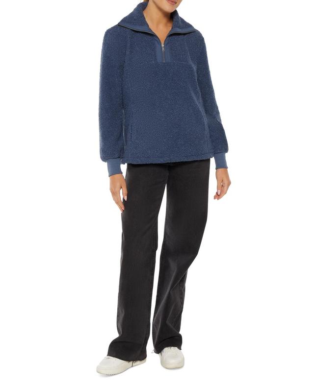 Three Dots Womens Mock-Neck Fleece Half-Zip Sweatshirt Product Image