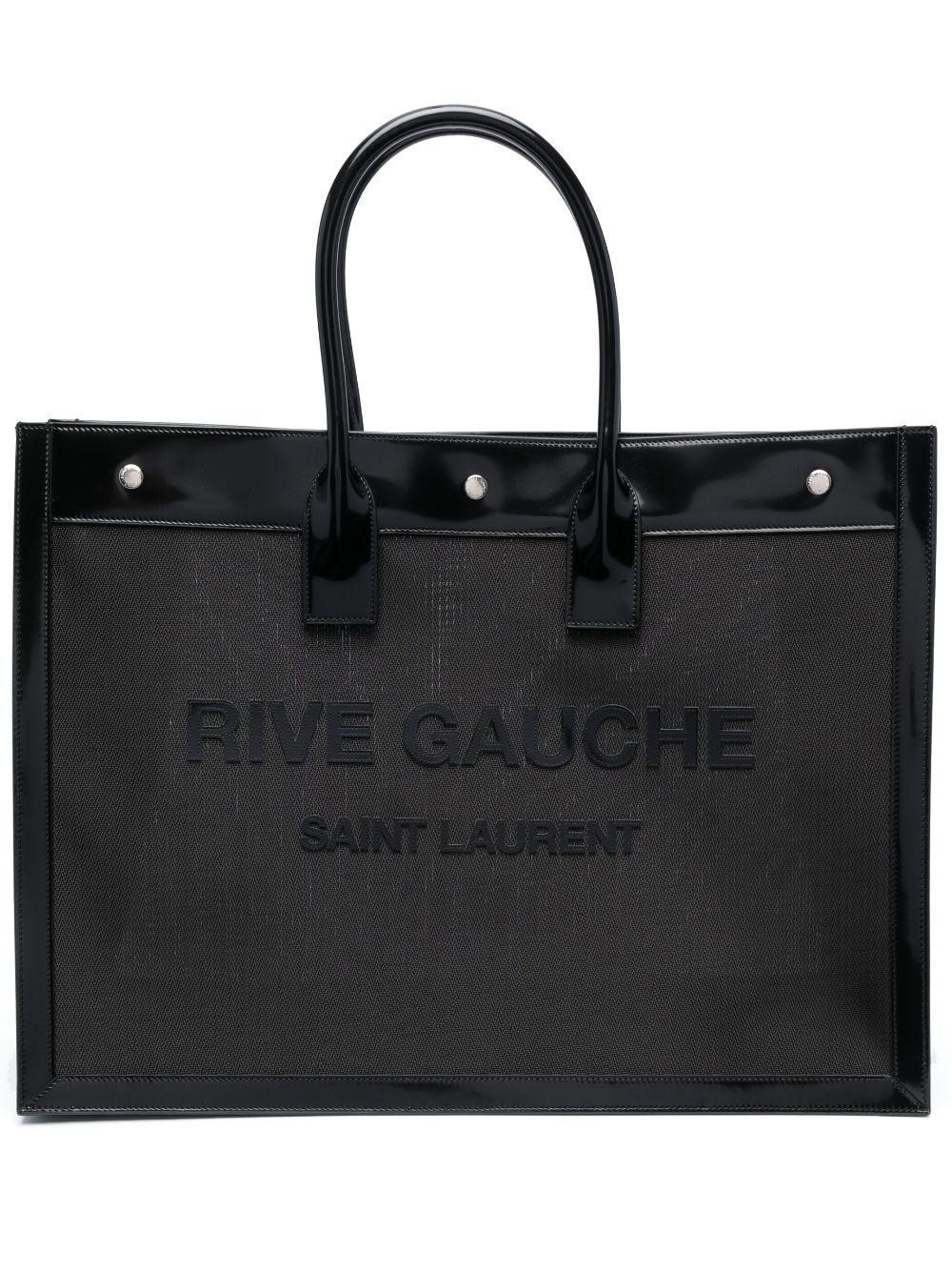 SAINT LAURENT Rive Gauche Leather Tote Bag In Black Product Image