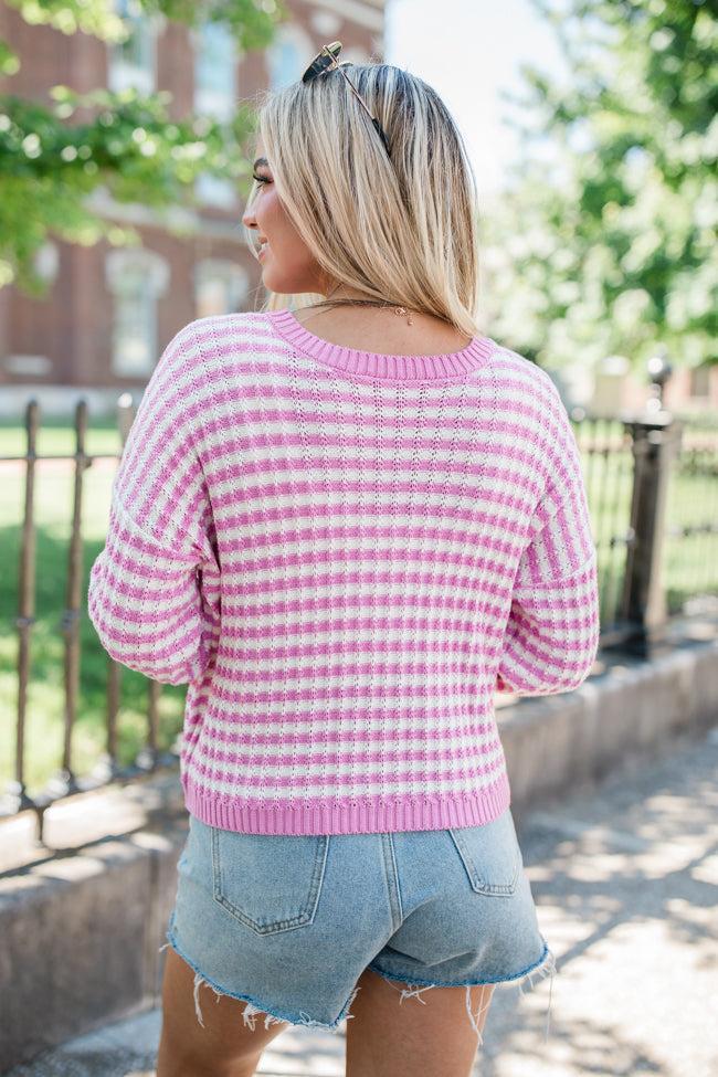 Midnight Dreams Pink Striped Sweater Product Image