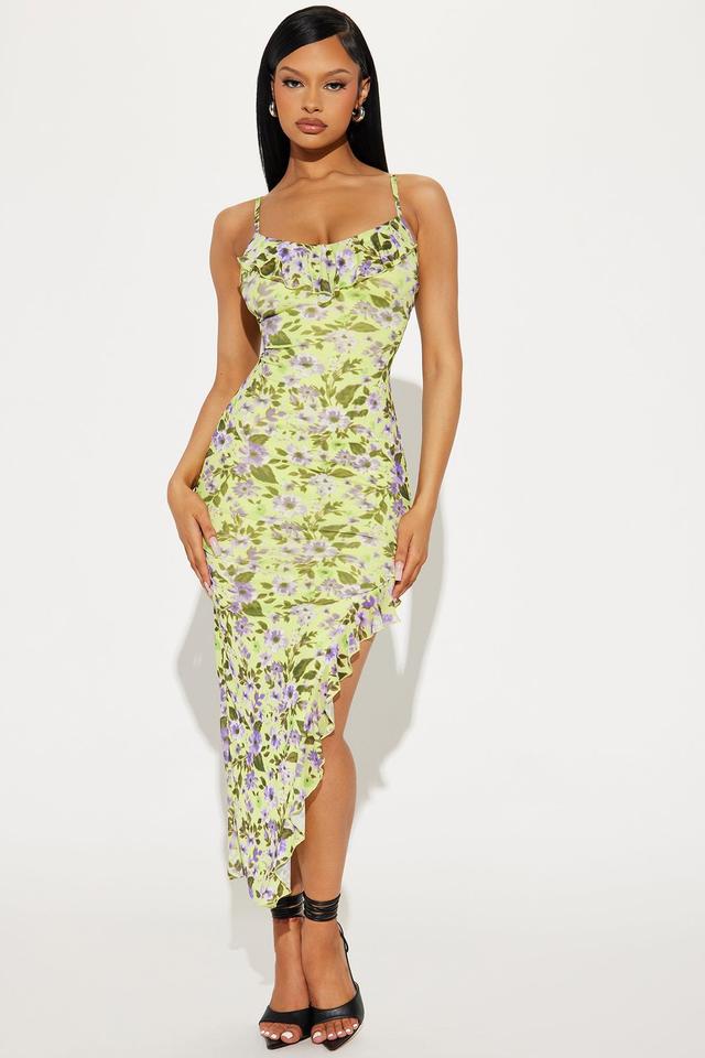 Debby Mesh Maxi Dress - Chartreuse Product Image