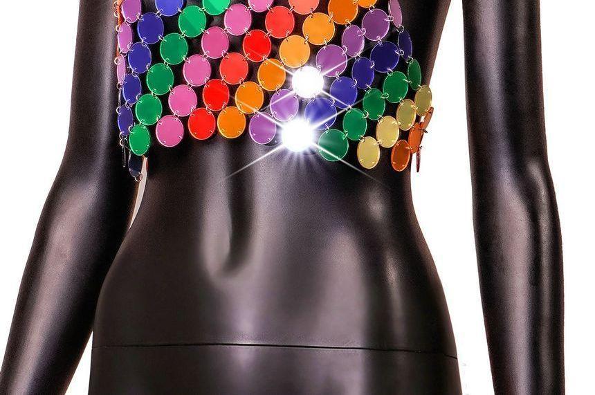 Sequin Cropped Halter Top / High Rise Mini Pencil Skirt Product Image