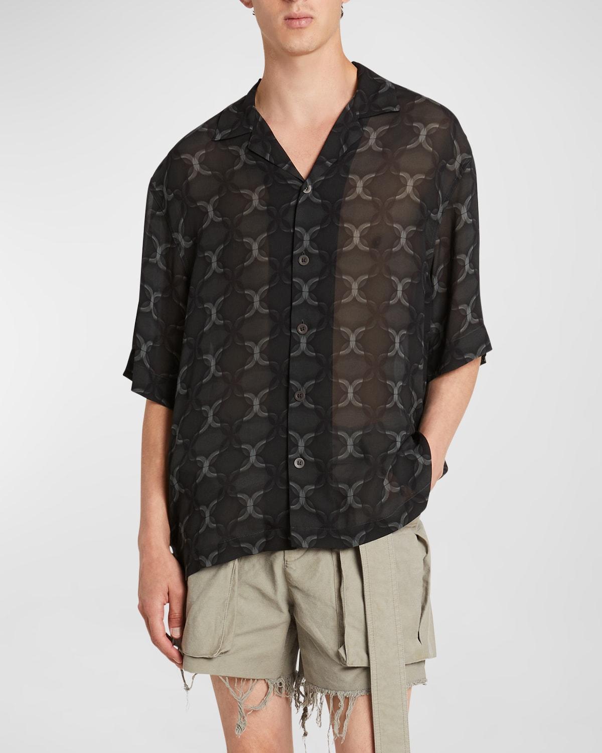 Mens Cassi Sheer Patterned Camp Shirt Product Image