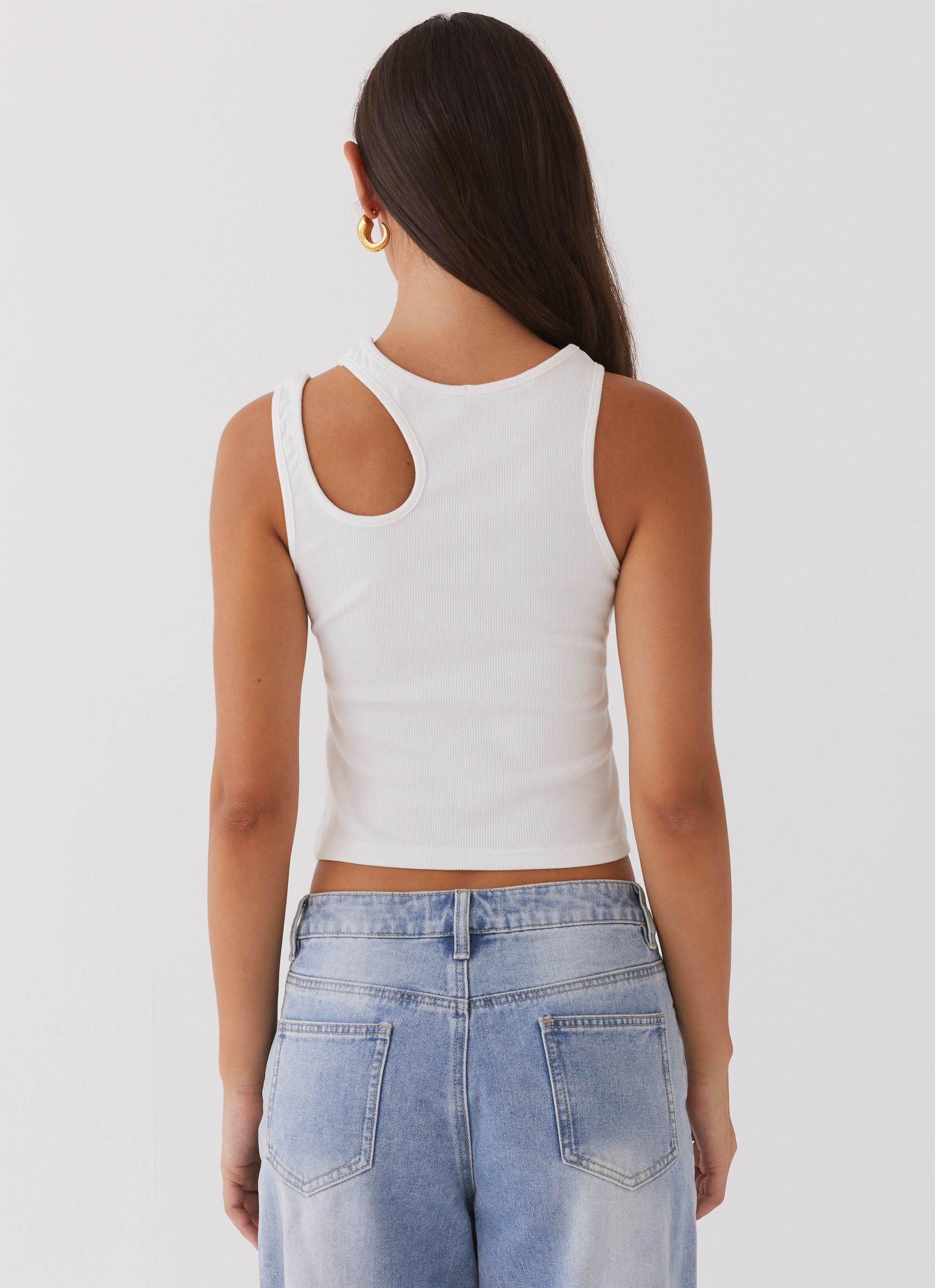 Isla Cut Out Tank Top - White Product Image