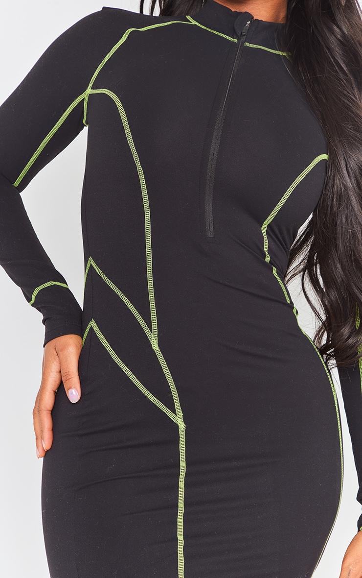 Shape Black Soft Seamless Contrast Long Sleeve Bodycon Dress Product Image