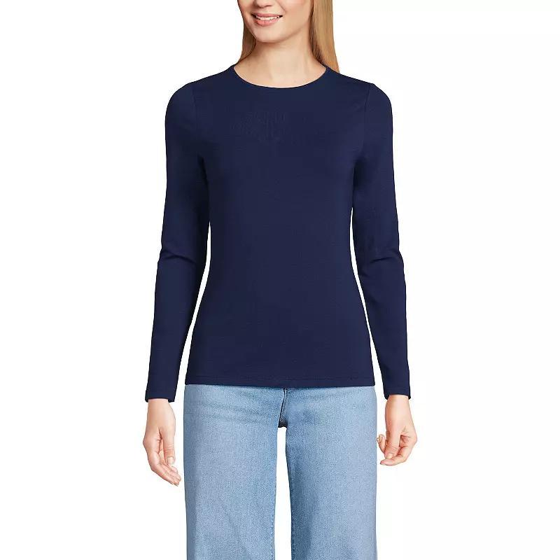 Petite Lands End Lightweight Jersey Skimming Long Sleeve Crewneck T-shirt, Womens Product Image