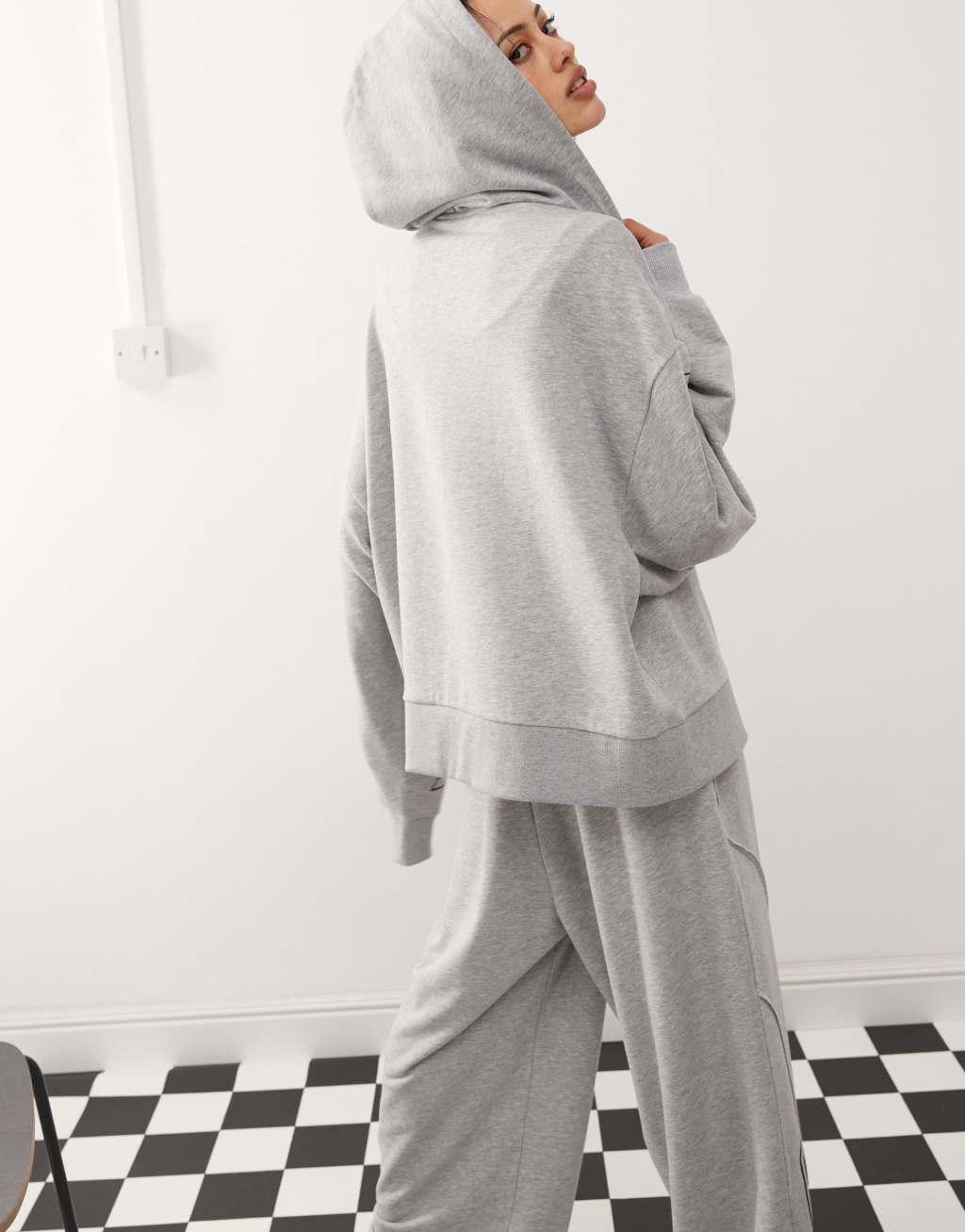 COLLUSION oversized zip through hoodie with applique in gray - part of a set Product Image