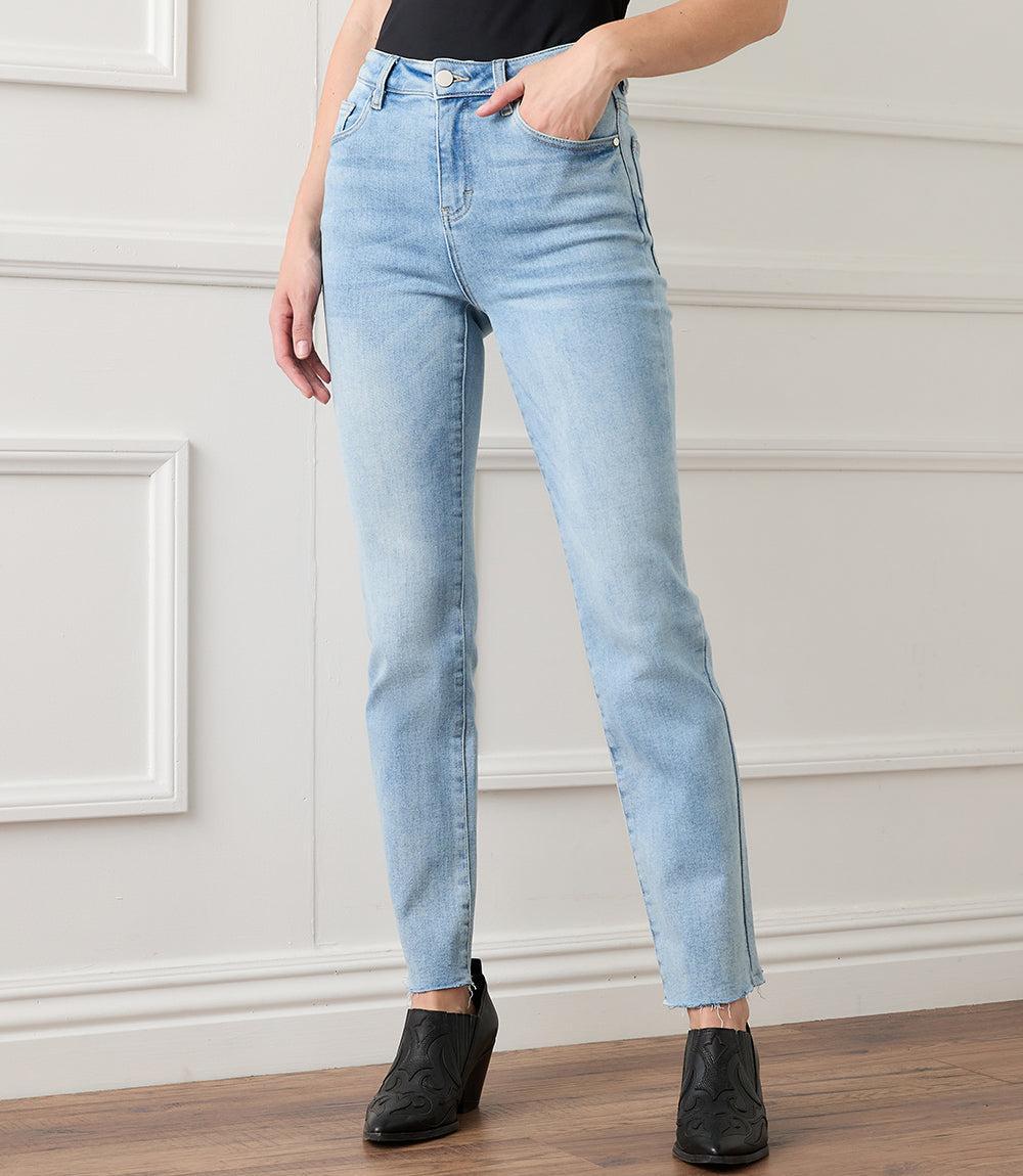 Raw Hem Straight Jeans Product Image