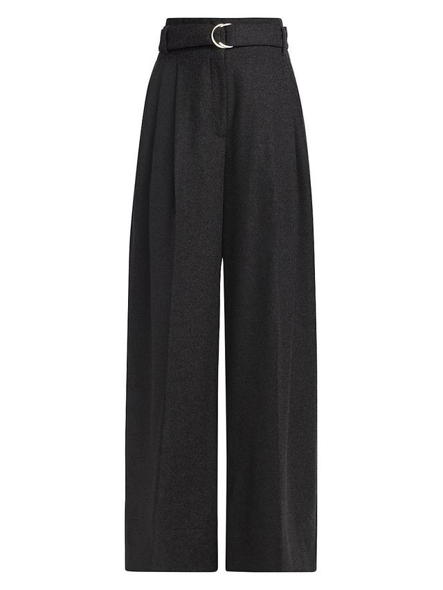 Womens Wool-Blend Pleated Belted Pants Product Image