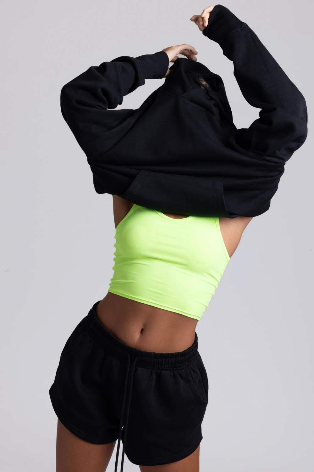 Rochelle Basic Crop Top - Neon Yellow Product Image