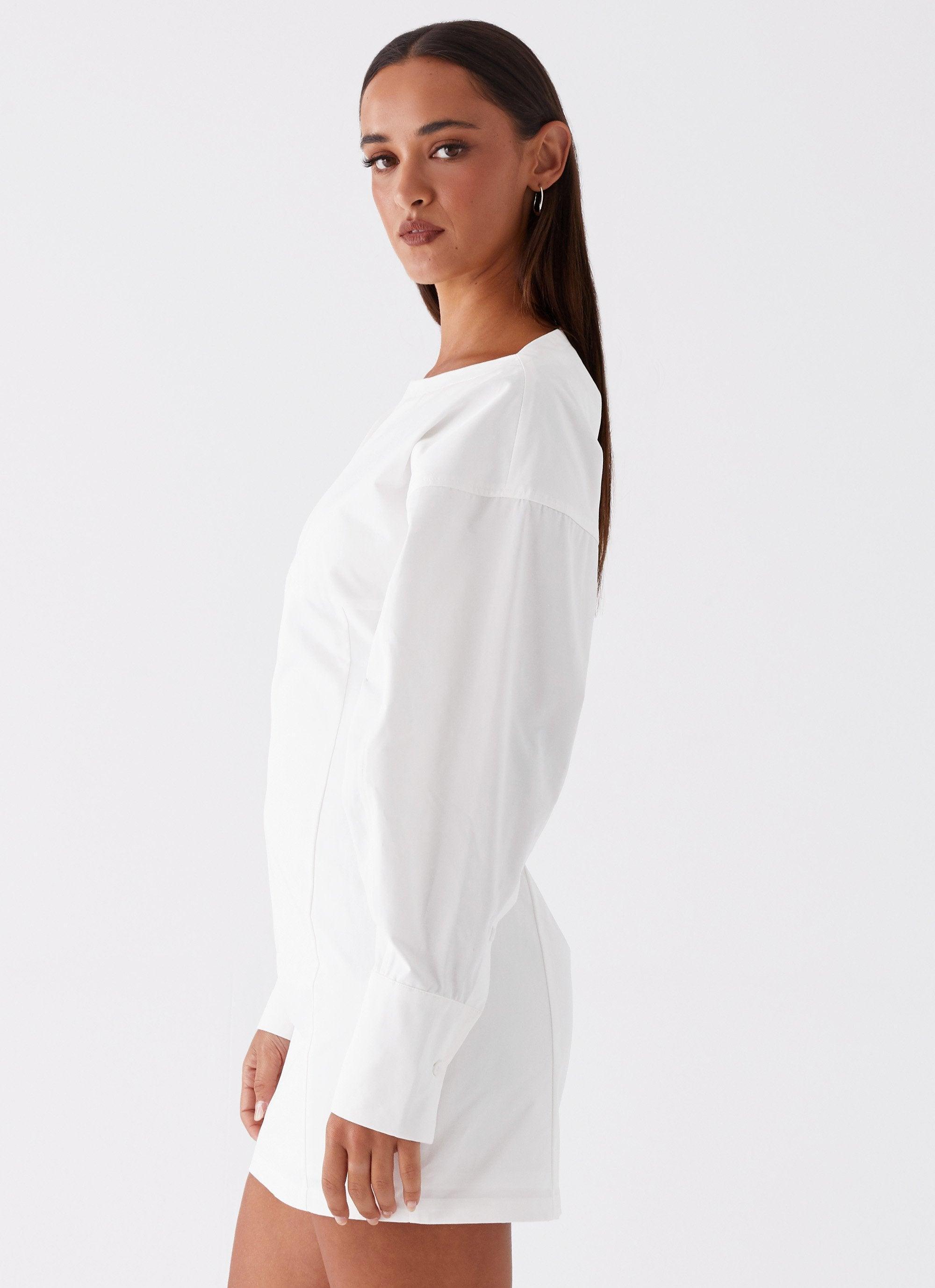 Dynasty Shirt Mini Dress - White Product Image