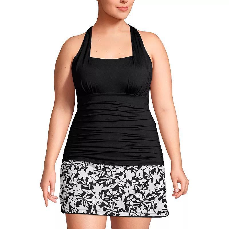 Plus Size Lands End Long Square Neck Halter Tankini Swimsuit Top, Womens Product Image