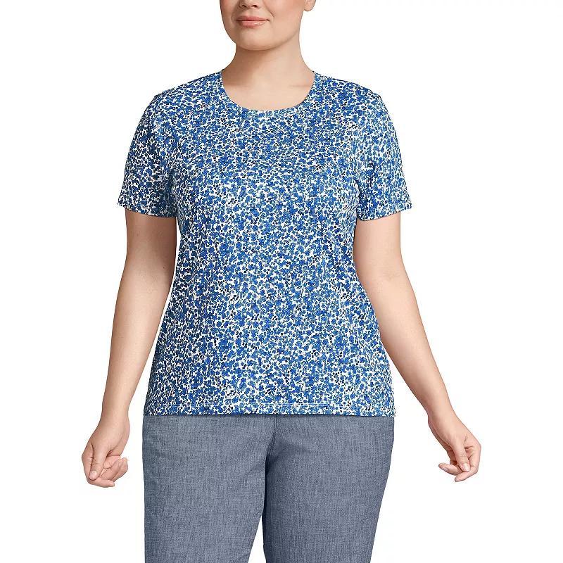 Plus Size Lands End Relaxed Supima Cotton Crewneck Tee, Womens Baltic Blue Product Image