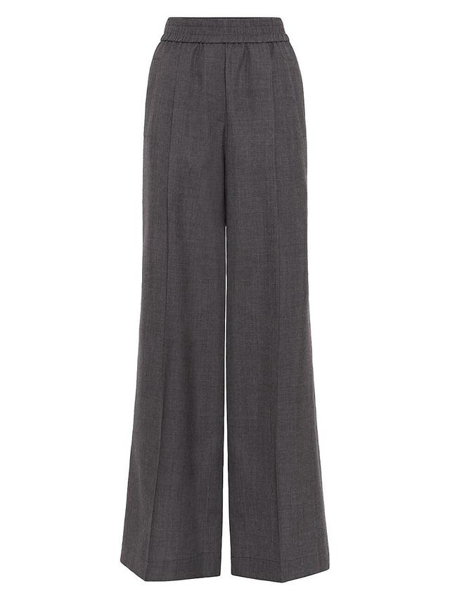 Womens Virgin Wool Organza Loose Track Trousers Product Image