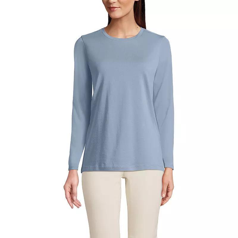 WomensLands End Relaxed-Fit Supima Cotton Crewneck Tee Radiant Blue Product Image