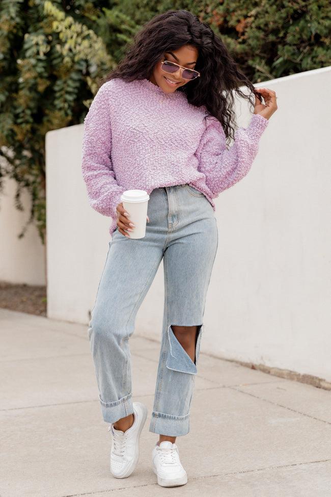 After Everything Dusty Lilac Popcorn Sweater Product Image