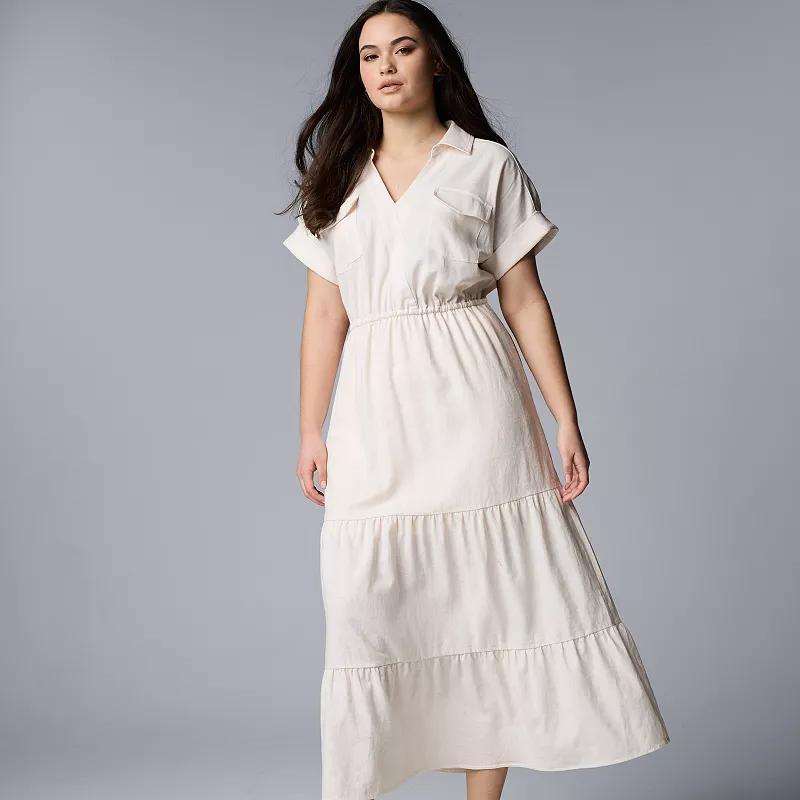 Womens Simply Vera Vera Wang V-Neck Maxi Shirt Dress Product Image