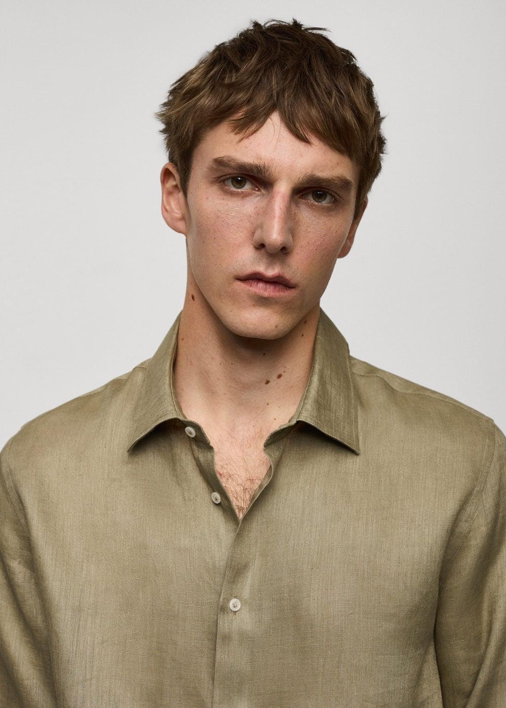 Mango Mens Linen Shirt Product Image