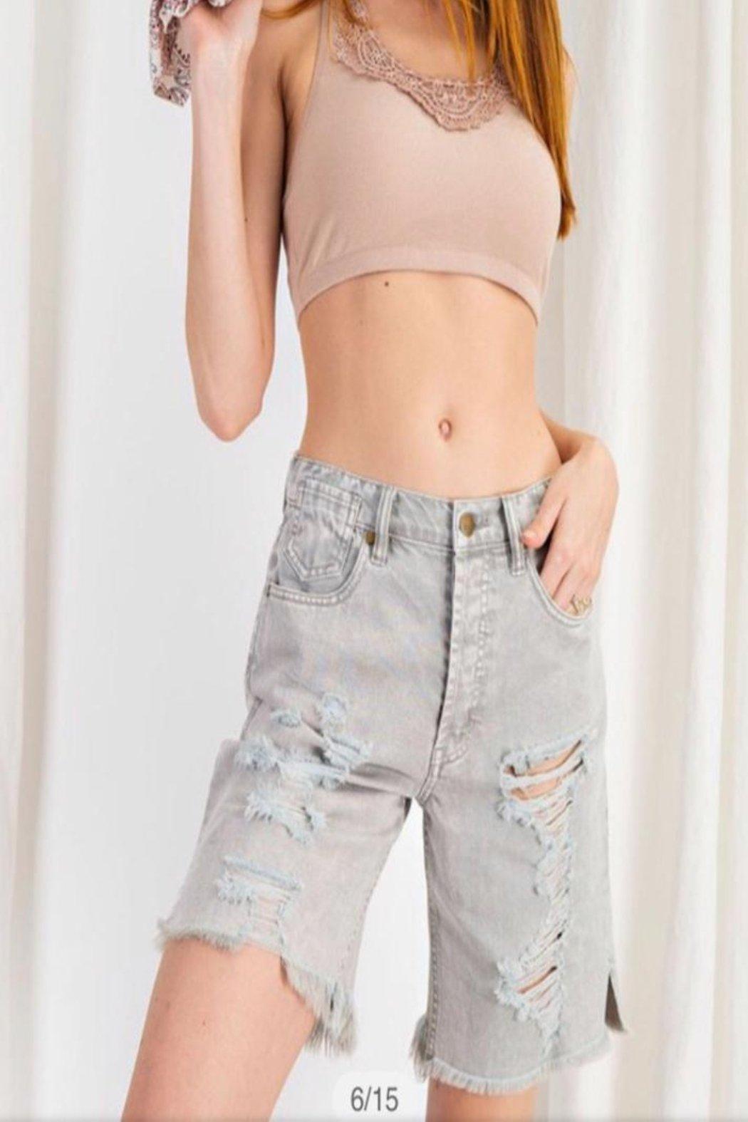 Distressed Grey Shorts Product Image