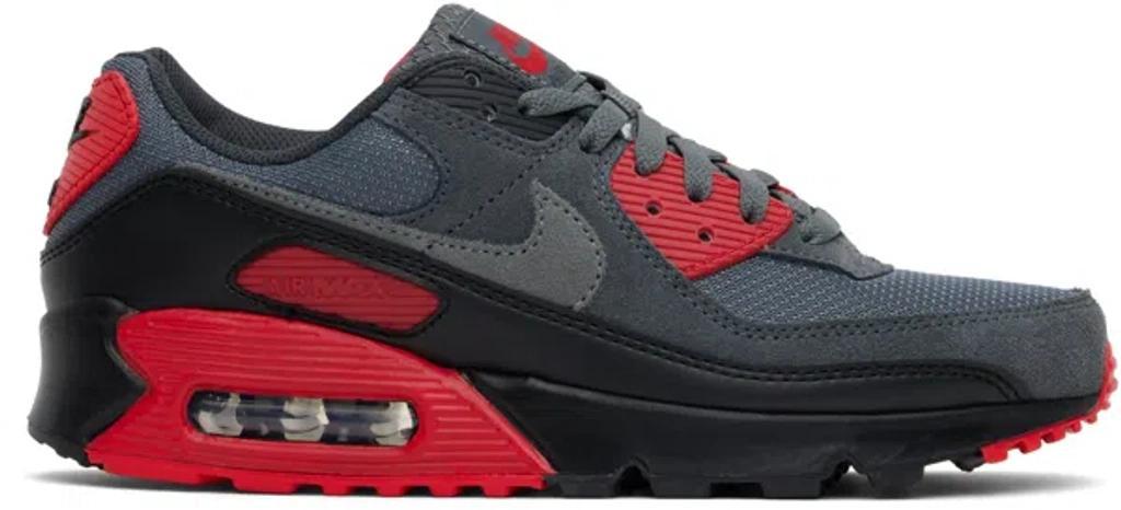 NIKE Gray & Red Air Max 90 Sneakers In Black/smoke Grey-iro Product Image