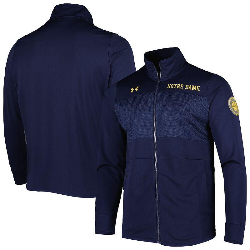 Mens Under Armour Notre Dame Fighting Irish Knit Warm-Up Full-Zip Jacket Blue Product Image