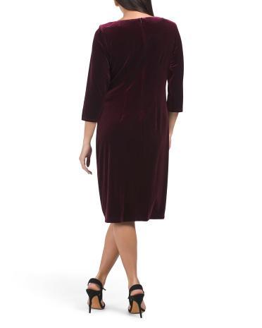 Three-quarter Sleeve Velvet Cocktail Dress for Women Product Image