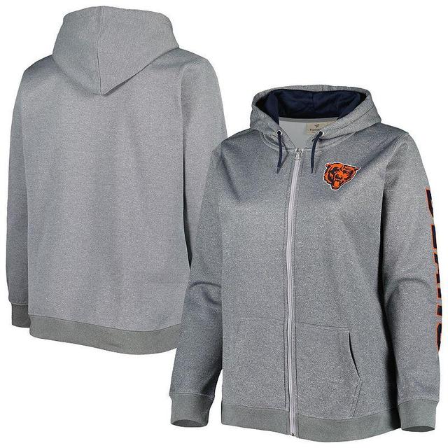 Womens Heather Charcoal Chicago Bears Plus Size Fleece Full-Zip Hoodie Jacket Product Image