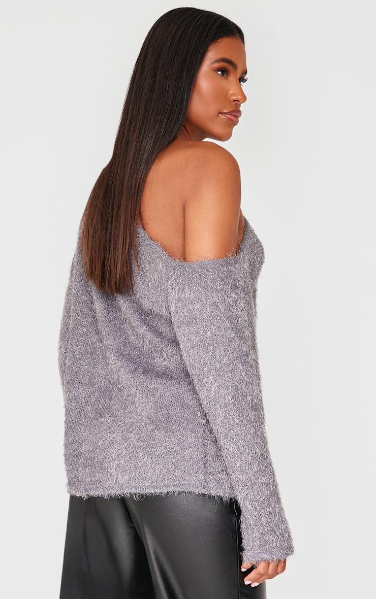 Charcoal Slouchy Textured Oversized Sweater Product Image