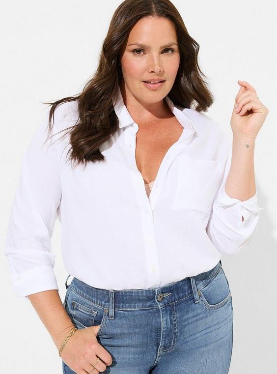 Rayon Slub Drop Shoulder Button-Front Shirt product image