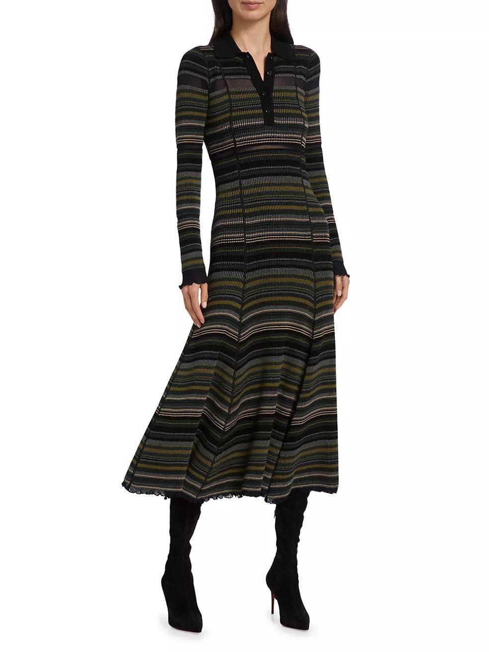 Striped Reversible Rib-Knit Midi-Dress Product Image