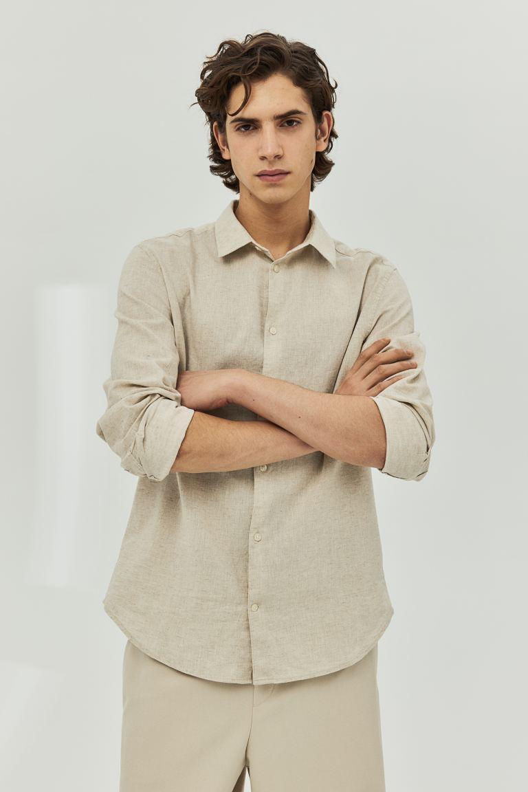 Regular Fit Linen-Blend Shirt Product Image