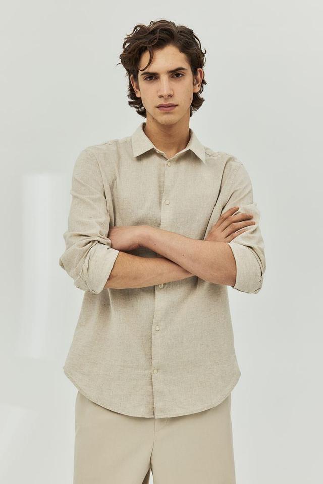 Regular Fit Linen-blend Shirt Product Image