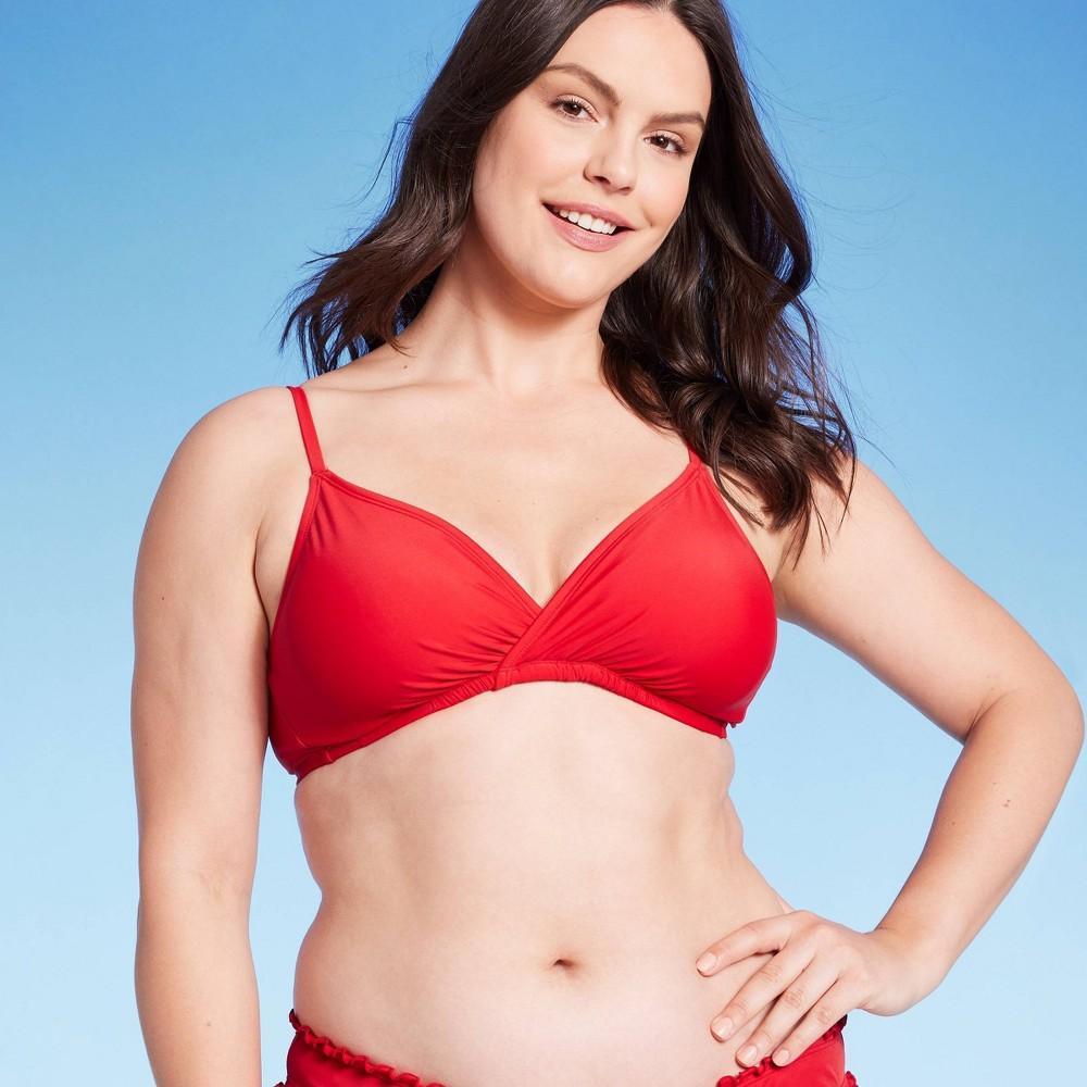 Womens Triangle Surplice Bralette Bikini Top - Shade & Shore Red M Product Image